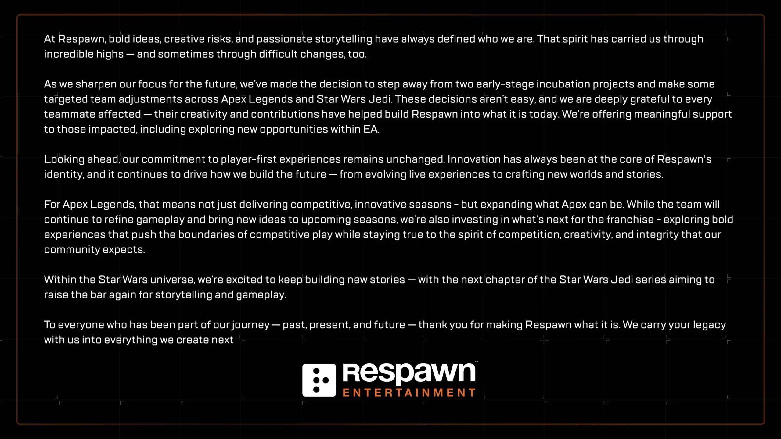 Respawn Confirms Layoffs, Project Cancellations, and the End of a Titanfall Game in Development
