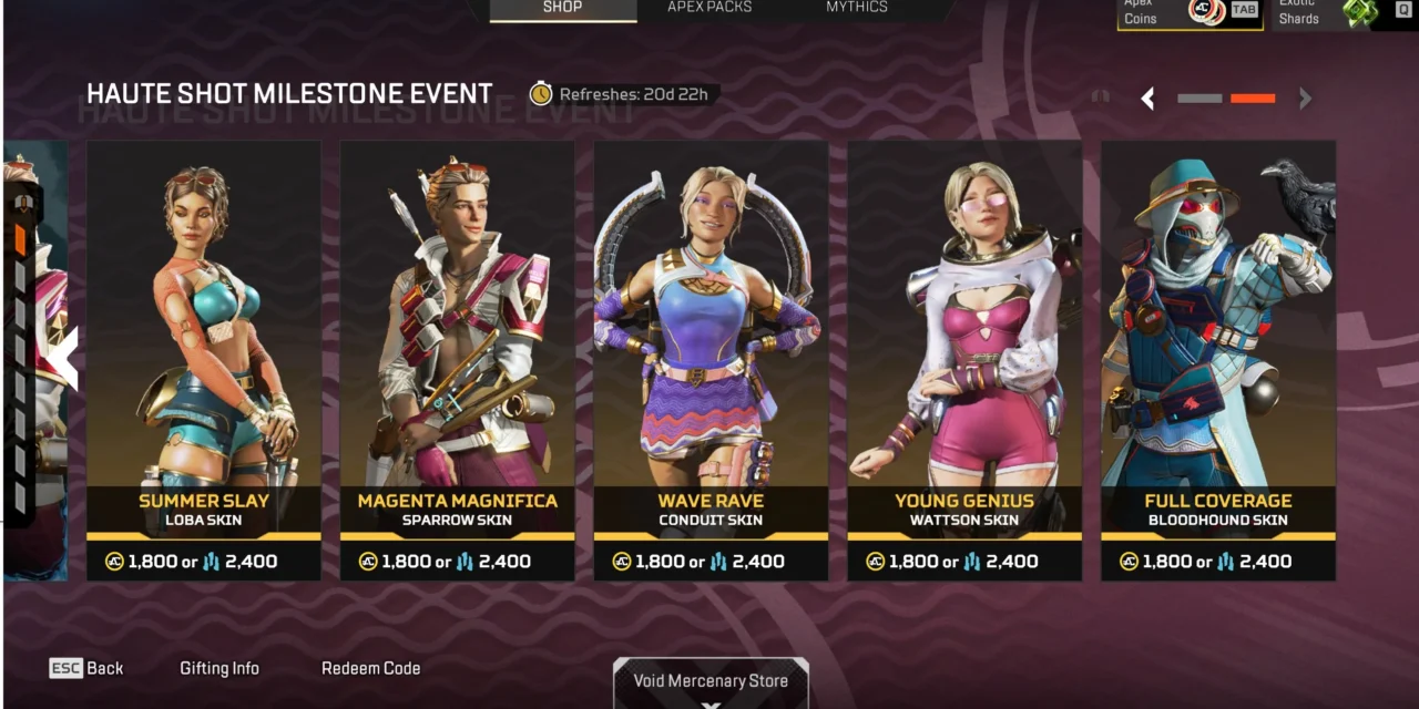Apex Legends Store Update – July 15: Haute Shot Milestone Event, Retro Skins